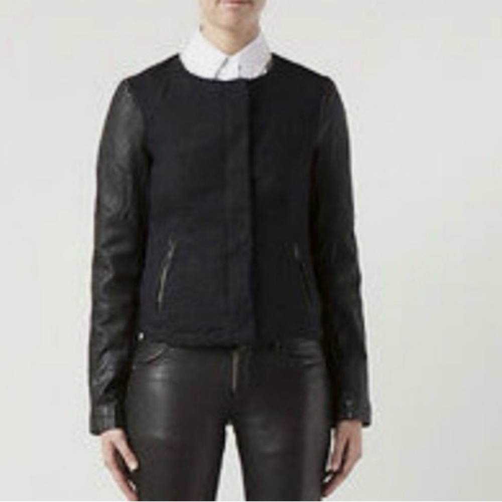 Joe’s tillie navy brocade and black moto motorcycle Jacket medium